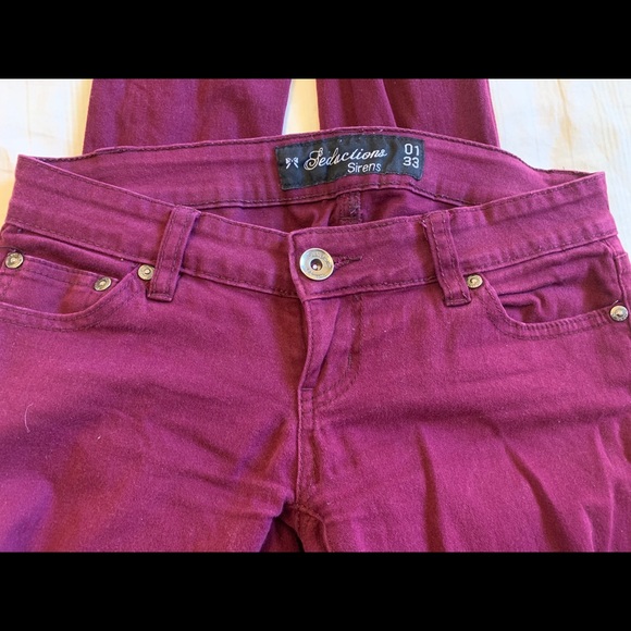 Burgundy Skinny Jeans - Picture 2 of 3